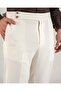 Slim Fit Bel Detailed Trousers Ecru T11429 - 2