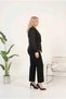 Women's Black Plus Size Jacket Collar Pearl Detailed Chiffon Sleeves Evening Dress Set Hzl26W-Pr10131 - 3