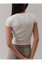 -Women's Slim Fit Basic Crop T-Shirt Coastal Lemon Print Cotton Fabric - 3