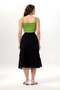 Canan Vual Binding and Rubber Detail Midi Length Summer Authentic Skirt Black Syh - 2