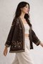 Women's Embroidered and Sequin Detailed Kimono - 2