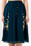 Canan Vual Binding and Rubber Detail Midi Length Summer Authentic Skirt Petrol Ptrl - 3