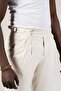 Slimfit Double Pleated Belt Buckle Summer Fabric Trousers - 3