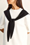 Women's White Black Shawl Detailed Oversize Basic T-Shirt 1094 60286118 - 5
