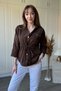 Beli Gathered Gold Buttoned Brown Shirt - 4