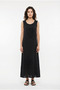 Sleeveless Spacious Crew Neck Summer Authentic Muslin Long Dress Black Syh