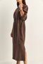 Women's Cocoa Waist Elastic Drawstring Balloon Sleeve Slit Detailed Modal Dress 7639 60286155 - 3
