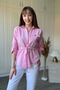 Beli Gathered Gold Buttoned Pink Shirt - 5