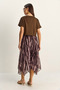 Women's Brown Crop T-Shirt Detailed Lined Strap Chiffon Midi Dress 6135 60286113 - 5