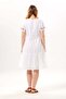 Short Sleeve Rose Ribbon Lace V-Neck Embroidered Summer Voile Short Dress White Byz - 2