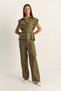 Women's Khaki Padded Belt Detailed Pocketed Vest with Elastic Waist and Pockets Modal Set 7502 60286137 - 5