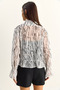 Women's White Gathered Sleeve Detailed Tie-Collar Patterned Chiffon Blouse 1033 60286091 - 7