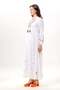 Long Sleeve Ala Embroidered Tassel Lace-Up High Collar Summer Sile Fabric Long Dress White Byz - 5