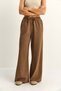 Women's Brown Elastic Waist Pocket Detailed Loose Linen Trousers Yp5562 60286109 - 3