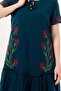 Short Sleeve Rose Ribbon Lace V-Neck Embroidered Summer Voile Short Dress Petrol Ptrl - 3