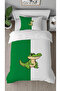 Green and White Crocodile Patterned Digital Printed Special Design Single Duvet Cover Set Without Sheets