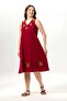 Sleeveless Legendary V-Neck Embroidered Summer Chiffon Midi Dress Burgundy Brd - 7