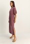 Women's Soft Lilac Elastic Waist Gathered Balloon Sleeve Slit Detailed Modal Dress 7639 60286155 - 3
