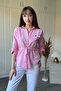 Beli Gathered Gold Buttoned Pink Shirt - 2