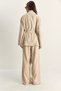 Women's Beige Belted Kimono Elastic Waist Pocket Detailed Loose Palazzo Trousers Modal Suit 9422 60286156 - 8