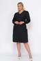 Apsen Women's Black Plus Size Slit Detailed V-Neck Midi Crepe Dress 4479/110 - 6
