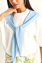 Women's White Baby Blue Shawl Detailed Oversize Basic T-Shirt 1094 60286118 - 5