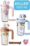 Diller 860 ml Straw & Comfortable Drinking Bottle Dual-Use Tritan Water Bottle -Ffd860Ml3Renk - 5