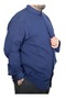 Large Size Men's Long Sleeve Linen Shirt 20396 Indigo - 4