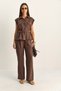Women's Cocoa Padded Belt Detailed Pocketed Vest with Elastic Waist Pocketed Modal Suit 7502 60286137 - 2