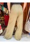 Khaki Color Casual Linen Trousers with Elastic Waist - 4