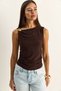 Women's Bitter Brown Blouse with Metal Accessories and Waist Drape Detail 2315 60286134 - 4