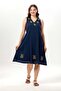 Sleeveless Legendary V-Neck Embroidered Summer Chiffon Midi Dress Navy Blue Lcvt