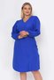 Apsen Women's Cobalt Blue Plus Size Slit Detailed V-Neck Midi Crepe Dress 4479/110 - 5