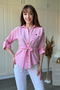 Beli Gathered Gold Buttoned Pink Shirt - 8