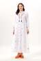 Long Sleeve Ala Embroidered Tassel Lace-Up High Collar Summer Sile Fabric Long Dress White Byz - 6