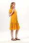 Short Sleeve Wishing Voile V-Neck Summer Embroidered Casual Short Dress Mustard Hrd - 5