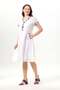 Short Sleeve Feyza V-Neck Double Pocket Tie-Up Summer Short Voile Dress White Byz - 6