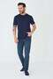 Dark Blue Straight Cut Classic Casual Jean Trousers - 4