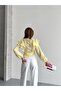 Flounce Sleeve Scallop Blouse Yellow - 5