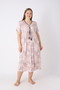 Women's Plus Size Elegant Collar Lace and String Detailed Ring Viscose Short Sleeve Nightgown - 2
