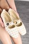 Daily Women's Beige Ballerina Elastic Pearl Gold Band Square Toe Comfortable Home Work Office Shoes 783 - 3