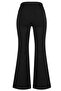 Black Viscose High Waist Gathered Front Spanish Flared Women's Trousers - 8