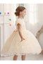 Girls Floral Mesh All Lace Bow Detail Party Dress - 3