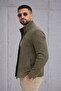 Slim Fit High Collar Seasonal Suede Jacket - 3