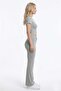 Gray Melange Viscose High Waist Gathered Front Spanish Flare Women's Trousers Flared - 5