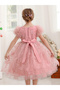 Girls Floral Mesh All Lace Bow Detail Party Dress - 6