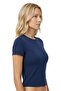 Navy Blue Viscose Fitted Crew Neck Short Sleeve Women's Crop T-Shirt - 5