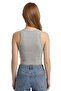Gray Melange Viscose Crew Neck Sleeveless Women's Crop Tank Top - 5