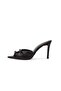 Black Color Stone Heeled Women's Slippers - 8