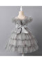 Sequin Embellished Flared Dress - Grey - 3